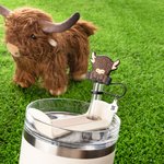 Personalized Cute Highland Cow Reusable Straw Cover Topper with Engraved Initial Charm Accessories for Stanley Birthday Gift for Highland Cow Lovers