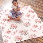 Coperta personalizzata rosa fiore morbido con nome Home Decor Compleanno Natale Home Decor Regalo per bambini famiglia