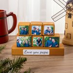 Personalized Stacking 6-12 Photo Blocks Set with Text Wooden Base Home Decor Ornament Gift for Family