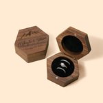 Gepersonaliseerde zeshoek berg bloem houten ring doos met drie sleuven bruiloft verloving voorstel Keepsake Gift voor paar
