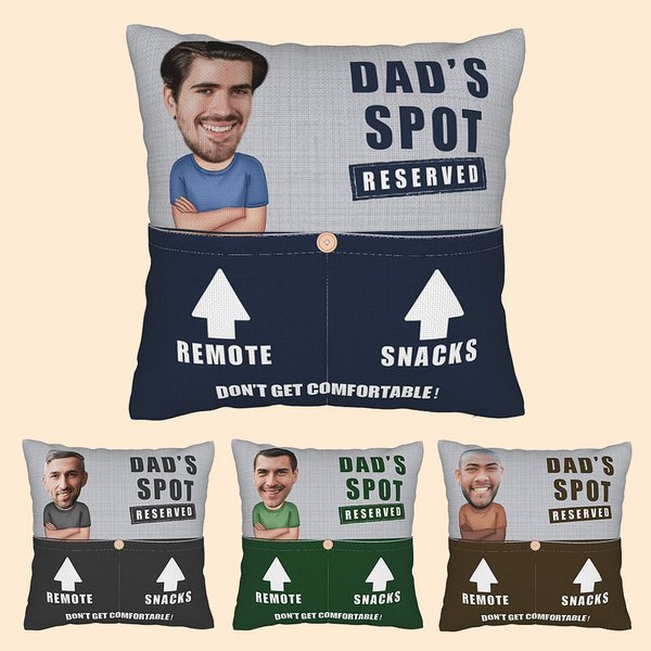 Personalizzato Il suo posto riservato Divertente Avatar Foto Tascabile Copricuscino con testo Biirthday Regalo di Natale per Papà Nonno