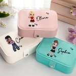 Personalised Portable Y2K Cartoon Character Leather Jewellery Box with Name Birthday Mother's Day Accessory Gift for Women Girls
