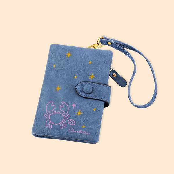 Portafoglio Personalizzato in Stile Zodiaco Disegnato a Mano con Nome dell'Animale Incarnazione Costellazione Regalo per Compleanno e Anniversario