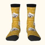 Calzini personalizzati multicolore con foto di cani e gatti con nome, regalo di compleanno per gli amanti degli animali.