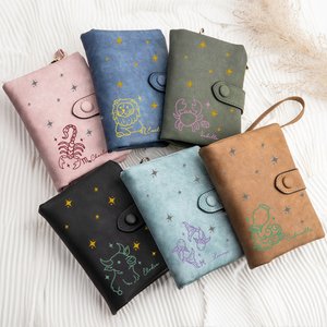 Gepersonaliseerde handgetekende stijl Zodiac Sterrenhemel Portemonnee met naam Animal Incarnatie Sterrenbeeld Verjaardag Verjaardag Vakantie Cadeau voor haar