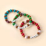 Personalizada Multicolor Baloncesto Béisbol Deporte Pulsera elástica de cuentas con nombre Deportes Fiesta Equipo Regalo para los amantes del deporte