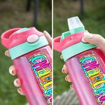 Borraccia da 475ml personalizzata con design brillante doodle floreale paisley con maniglia e cannuccia in silicone regalo compleanno per bambini