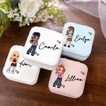 Personalised Portable Y2K Cartoon Character Leather Jewellery Box with Name Birthday Mother's Day Accessory Gift for Women Girls