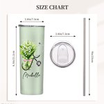 Personalized Stethoscope Birth Flower Bouquet Name 20oz Skinny Tumbler with Straw Appreciation Graduation Gift for Nurse Doctor Medical Staff