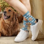 Calzini personalizzati multicolore con foto di cani e gatti con nome, regalo di compleanno per gli amanti degli animali.