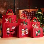 Personalisierte Cartoon-Charakter Rote Tragetasche mit Namen Schnee- und Weihnachtsmann Initialen Party Weihnachtsgeschenk für Kinder Familie Freunde
