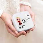 Personalised Portable Y2K Cartoon Character Leather Jewellery Box with Name Birthday Mother's Day Accessory Gift for Women Girls
