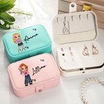 Personalised Portable Y2K Cartoon Character Leather Jewellery Box with Name Birthday Mother's Day Accessory Gift for Women Girls