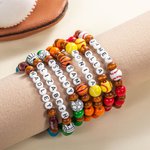 Personalizada Multicolor Baloncesto Béisbol Deporte Pulsera elástica de cuentas con nombre Deportes Fiesta Equipo Regalo para los amantes del deporte