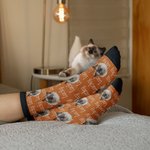 Calzini personalizzati multicolore con foto di cani e gatti con nome, regalo di compleanno per gli amanti degli animali.