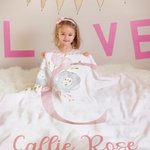 Personalised Pink Floral Soft Throw Blanket with Initial and Name Birthday Baby Shower Gift for Baby Girls