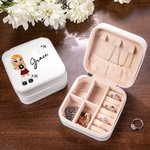 Personalised Portable Y2K Cartoon Character Leather Jewellery Box with Name Birthday Mother's Day Accessory Gift for Women Girls
