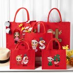 Personalisierte Cartoon-Charakter Rote Tragetasche mit Namen Schnee- und Weihnachtsmann Initialen Party Weihnachtsgeschenk für Kinder Familie Freunde