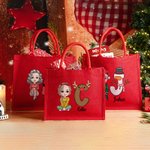 Personalisierte Cartoon-Charakter Rote Tragetasche mit Namen Schnee- und Weihnachtsmann Initialen Party Weihnachtsgeschenk für Kinder Familie Freunde