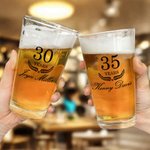 Gepersonaliseerd Modern Minimalistisch Pensioen Jaren 16oz Highball Bier Pint Glazen met Naam Pensioen Gift voor Mannen Likeurliefhebbers