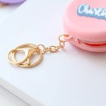 Monedero Macarrón Personalizado con Nombre en 3D Crema Bolsa de Silicona Impermeable Llavero Accesorio Regalo para Niñas Mujeres Amantes de la Pastele