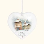 Personalisierte ich wünschte, Sie lebte nebenan Herz Keramik Weihnachtsschmuck mit Namen Thanksgiving Weihnachtsdekoration Geschenk für beste Freunde