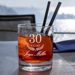 Personalizado Moderno Minimalista Jubilación Años 10oz Grabado Old Fashioned Whisky Rocks Glass con Nombre Regalo de jubilación para los hombres amant