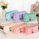 Personalized Cartoon Woman Butterflies Design Waterproof Makeup Pouch Bag with Name Travel Essentials Retirement Birthday Gift for Grandma Mom