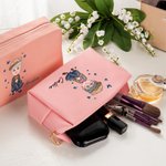 Personalized Cartoon Woman Butterflies Design Waterproof Makeup Pouch Bag with Name Travel Essentials Retirement Birthday Gift for Grandma Mom