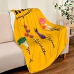 Personalised Multicolour Grandma's Vegetable Garden Throw Soft Blanket with 1-8 Names Mother's Day Birthday Christmas Gift for Mom Grandma