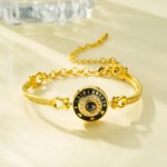 Personalisierte gravierte Liebe Herz Runde Anhänger Foto Projektion Armband mit Text und Edelstein Jahrestag Geburtstag Geschenk für Frauen Mädchen