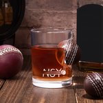 Personalised Handmade Embedded Cricket Ball 8.3oz Whiskey Glass with Name Birthday Christmas Gift for Cricket Whiskey Lovers
