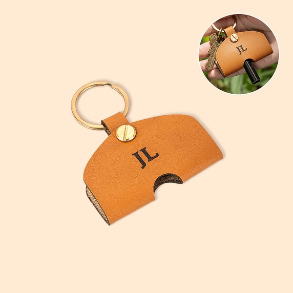 Personalised Instrument Accessory Drum Tuning Key Holder Leather Keychain with Engraved Initial Music Festival Birthday Gift for Drummer Music Lover