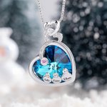 Collier Cœur Personnalisé avec 1 à 5 Noms Gravés et Pierre de Naissance Bijou Orné de Cristal Cadeau Anniversaire Noël pour Femme