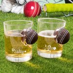 Personalised Handmade Embedded Cricket Ball 8.3oz Whiskey Glass with Name Birthday Christmas Gift for Cricket Whiskey Lovers