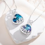 Collier Cœur Personnalisé avec 1 à 5 Noms Gravés et Pierre de Naissance Bijou Orné de Cristal Cadeau Anniversaire Noël pour Femme