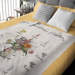 Personalized Birth Flower Garden Soft Throw Blanket with Title and Christmas Birthday Gift for Mom Grandma