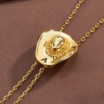 Personalised 3D Western Cowgirl Hat Adjustable Gold Plated Necklace with Engraved Initial Birthday Anniversary Gift for Women