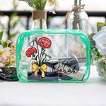 Gepersonaliseerde Geboorte Bloem Stethoscoop Naam Duidelijke Make-up tas Herdenken Kerstcadeau voor verpleegkundige Arts Medisch Personeel