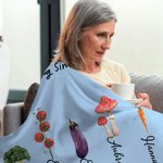 Personalised Multicolour Grandma's Vegetable Garden Throw Soft Blanket with 1-8 Names Mother's Day Birthday Christmas Gift for Mom Grandma