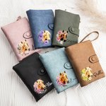Personlig fødselsblomst Hest Fødselsmerke Tri-Fold PU lær lommebok med kortholder og navn Bursdagsgave til hesteelsker Kvinner