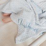 Personalized Boho Flowers Embroidery Name Baby Security Blanket with Dotted Backing Baby Shower Baptism Gift for Newborn