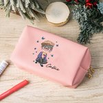 Personalized Cartoon Woman Butterflies Design Waterproof Makeup Pouch Bag with Name Travel Essentials Retirement Birthday Gift for Grandma Mom
