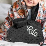 Personalized Boho Flowers Embroidery Name Baby Security Blanket with Dotted Backing Baby Shower Baptism Gift for Newborn