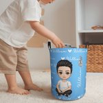Personalizzato personaggio dei cartoni animati cesto portabiancheria con manico nascita fiore nome compleanno regalo di Natale per ragazze ragazzi
