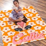 Mantas personalizadas de colores con el nombre de un personaje de dibujos animados con motivos florales para la vuelta al cole en Navidad Regalo de cu 4
