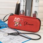 Personalised Birth Flower Bouquet Stethoscope Case with Mesh Pockets and Name Medical Graduation Appreciation Gift for Nurse Doctor Medical Staff