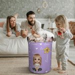 Personalizzato personaggio dei cartoni animati cesto portabiancheria con manico nascita fiore nome compleanno regalo di Natale per ragazze ragazzi