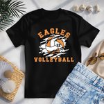 Personalised Multicolour 100% Cotton Volleyball Name T-shirt with Number Volleyball Team Birthday Gift for Volleyball Lovers Mum