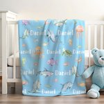 Personalized Dolphin Shark Ocean Animal Soft Throw Blanket with Name Home Decor Birthday Christmas Gift for Kids